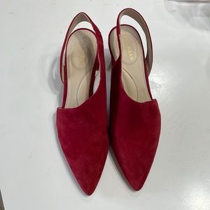 Cole Haan Grand Series Red Dahlia suede 3 inch heels NWT